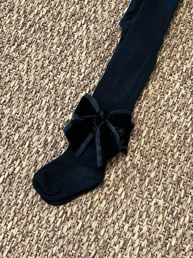 Collant con fiocco Velluto NERO 2091C/N - NANU' BABY