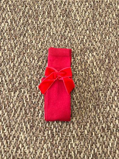 Calze fiocco Velluto ROSSO 1034M/R - NANU' BABY