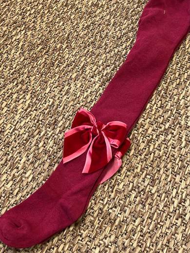 Collant con fiocco Velluto BORDEAUX 2091C/B - NANU' BABY