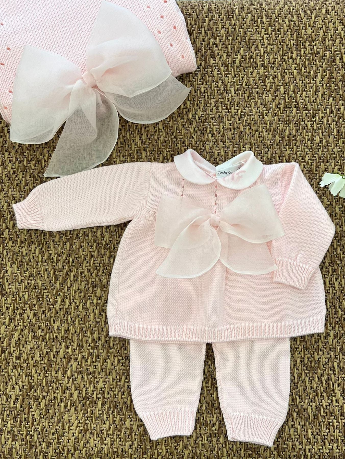 Completo nascita Fiocco organza - DIAMANTE/605