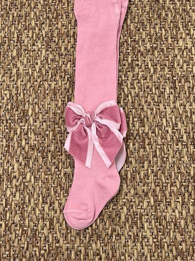 Collant con fiocco Velluto ROSA ANTICO 2091C/RA - NANU' BABY