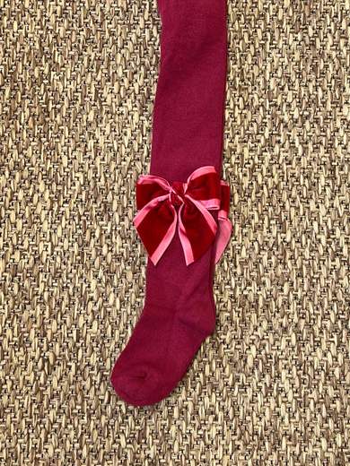 Collant con fiocco Velluto BORDEAUX 2091C/B - NANU' BABY