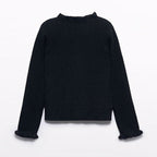 Dolcevita tricot costine comb Bimba Nero 5835/84 -  NANU' BABY