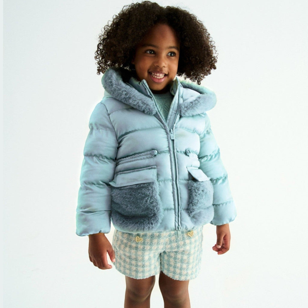 Giubbotto satinato pelo Bimba Verde 5849/16 -  NANU' BABY