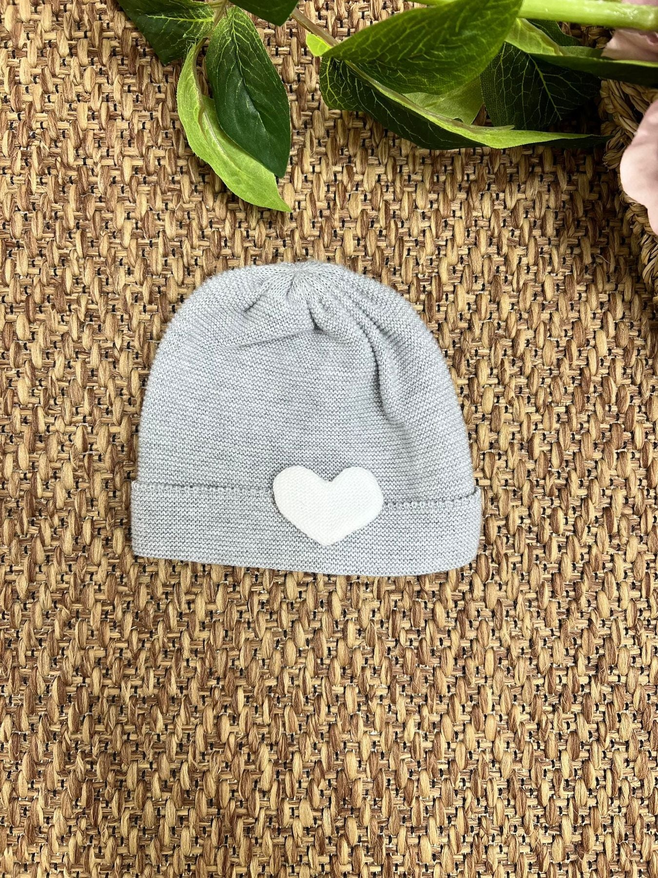 Cuffia Cuoricino Neonata Grigio 664/F