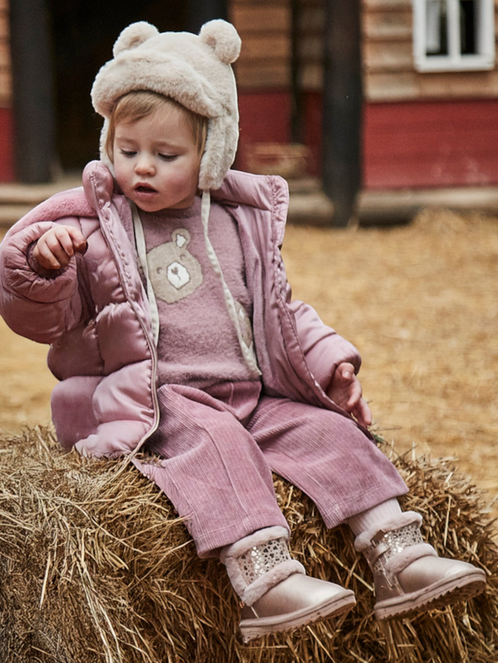 Long, plain-knit trousers for girls, pink, 2590/95