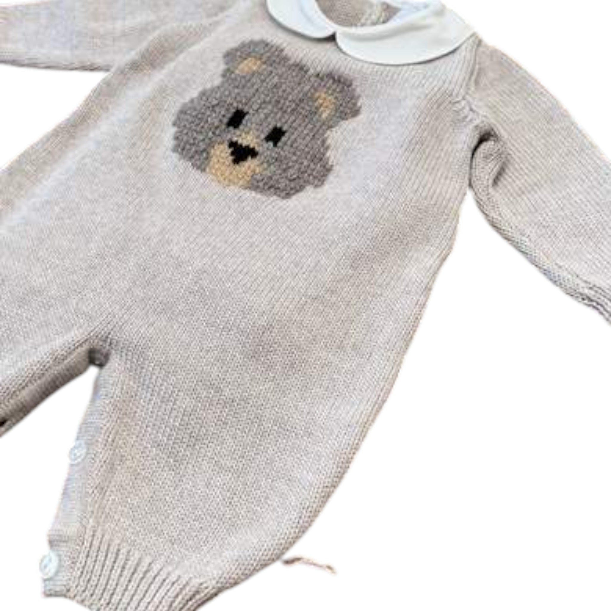 Baby Romper in Beige Merino Wool - BEBE' DI ALMY T85L