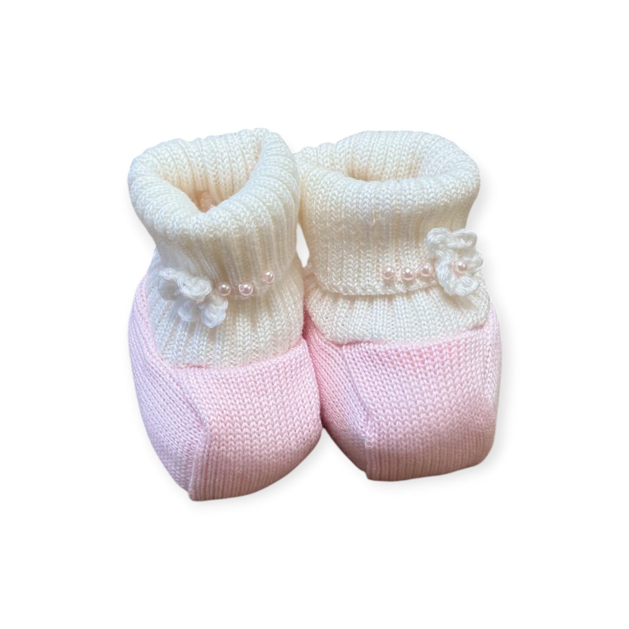 Baby Girl's Pink Wool Slippers with Bow 7771