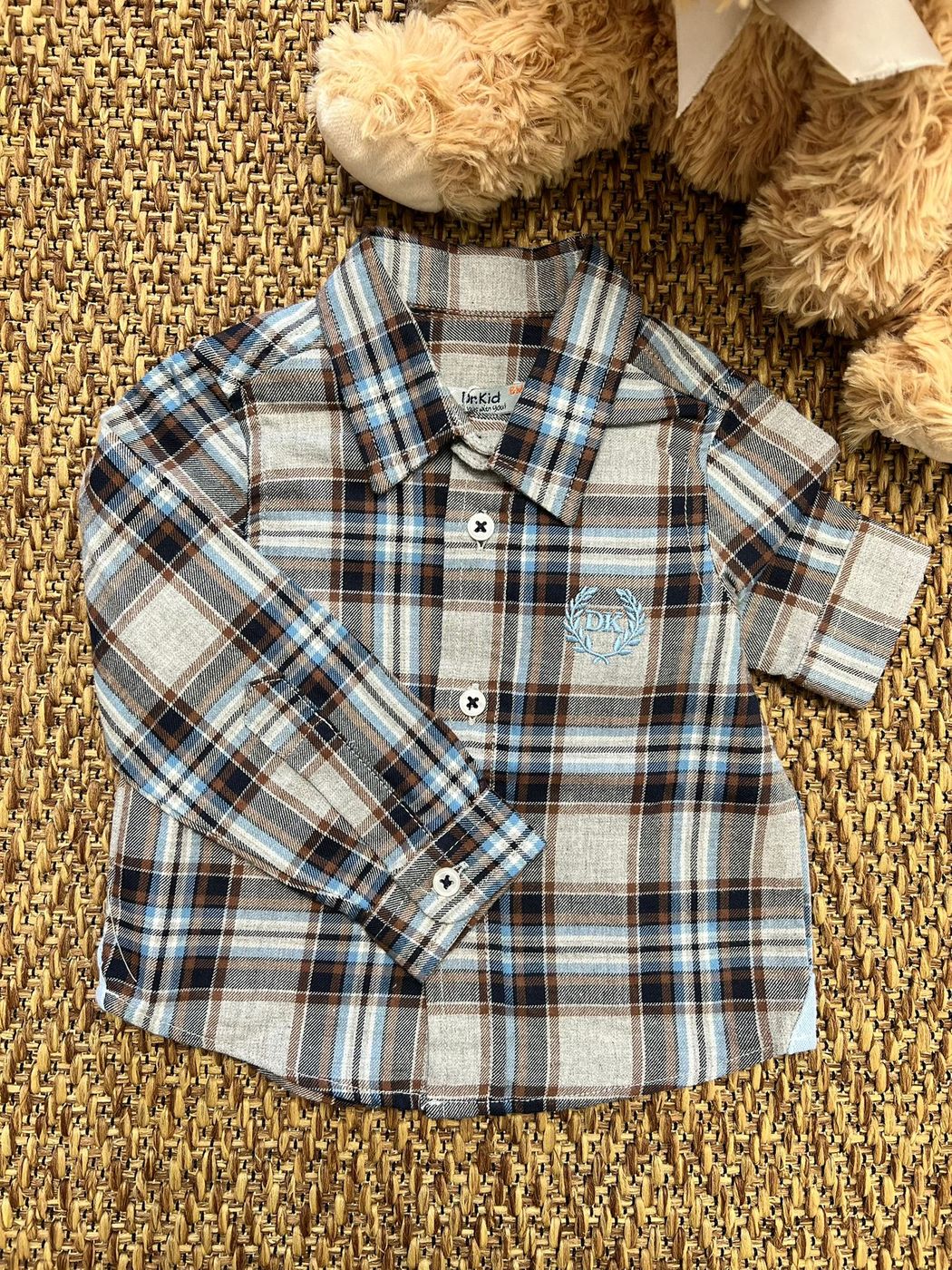 Camicia quadri Bimbo MARRONE DK543/OI22