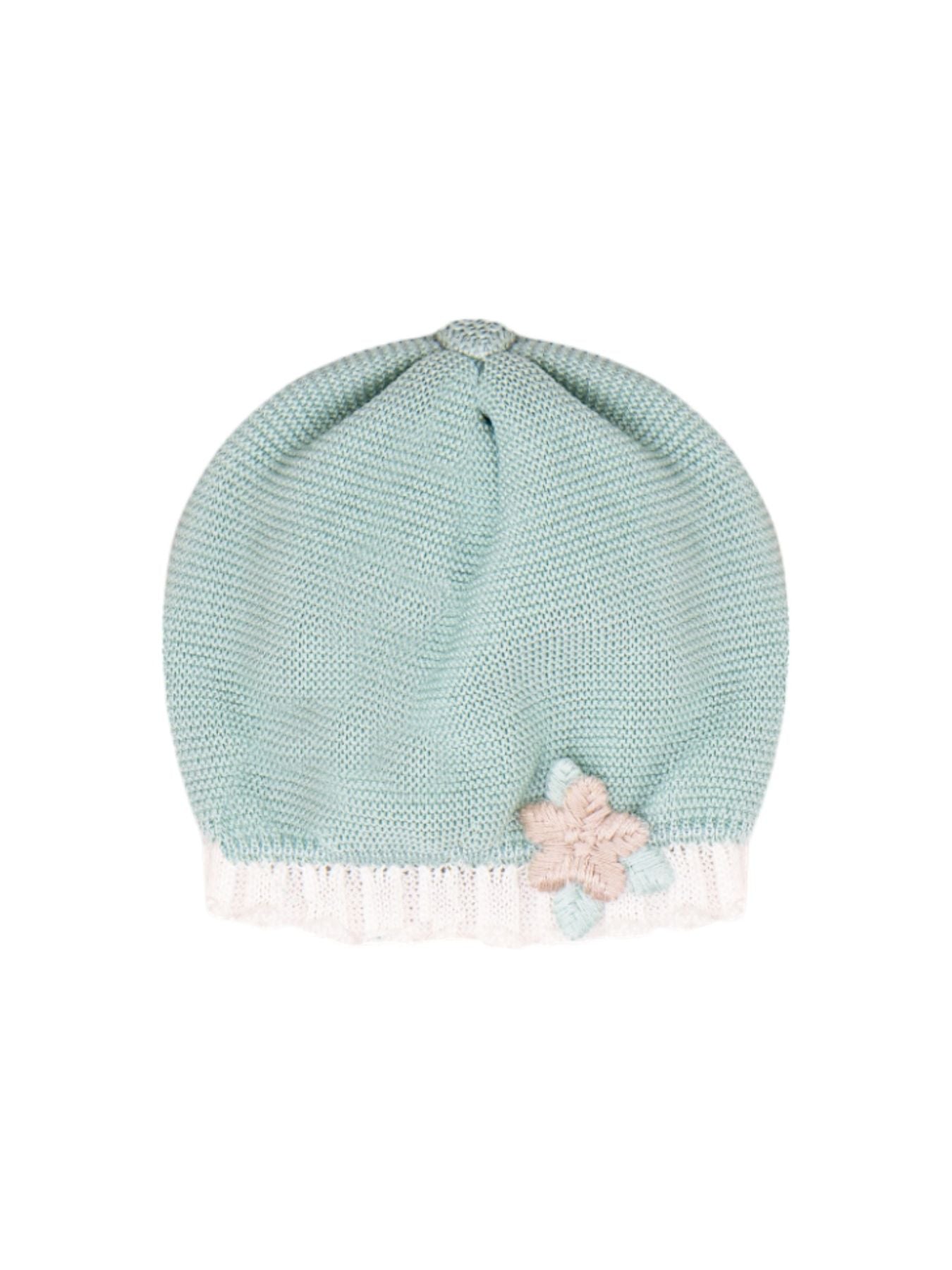 Cuffia Fiore applicato Neonata VERDE EP1871 -  NANU' BABY