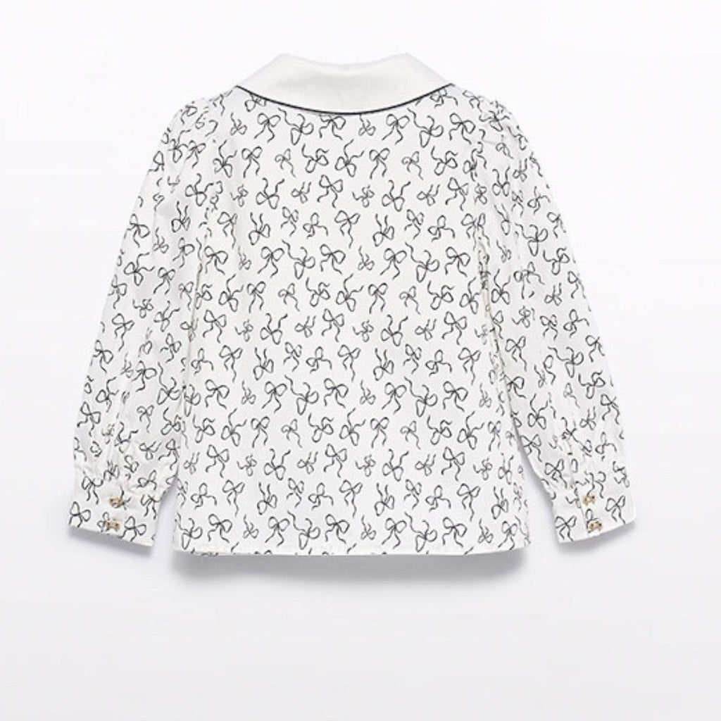 Blusa popelin satinato fiocco Bimba PANNA 5613/3 -  NANU' BABY