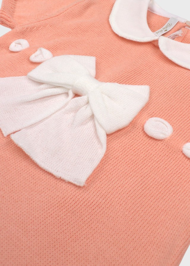 Peach Bow Cotton Romper 355/A