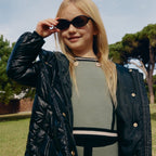 Giaccone lungo trapuntato Bimba Nero 5847/10 -  NANU' BABY