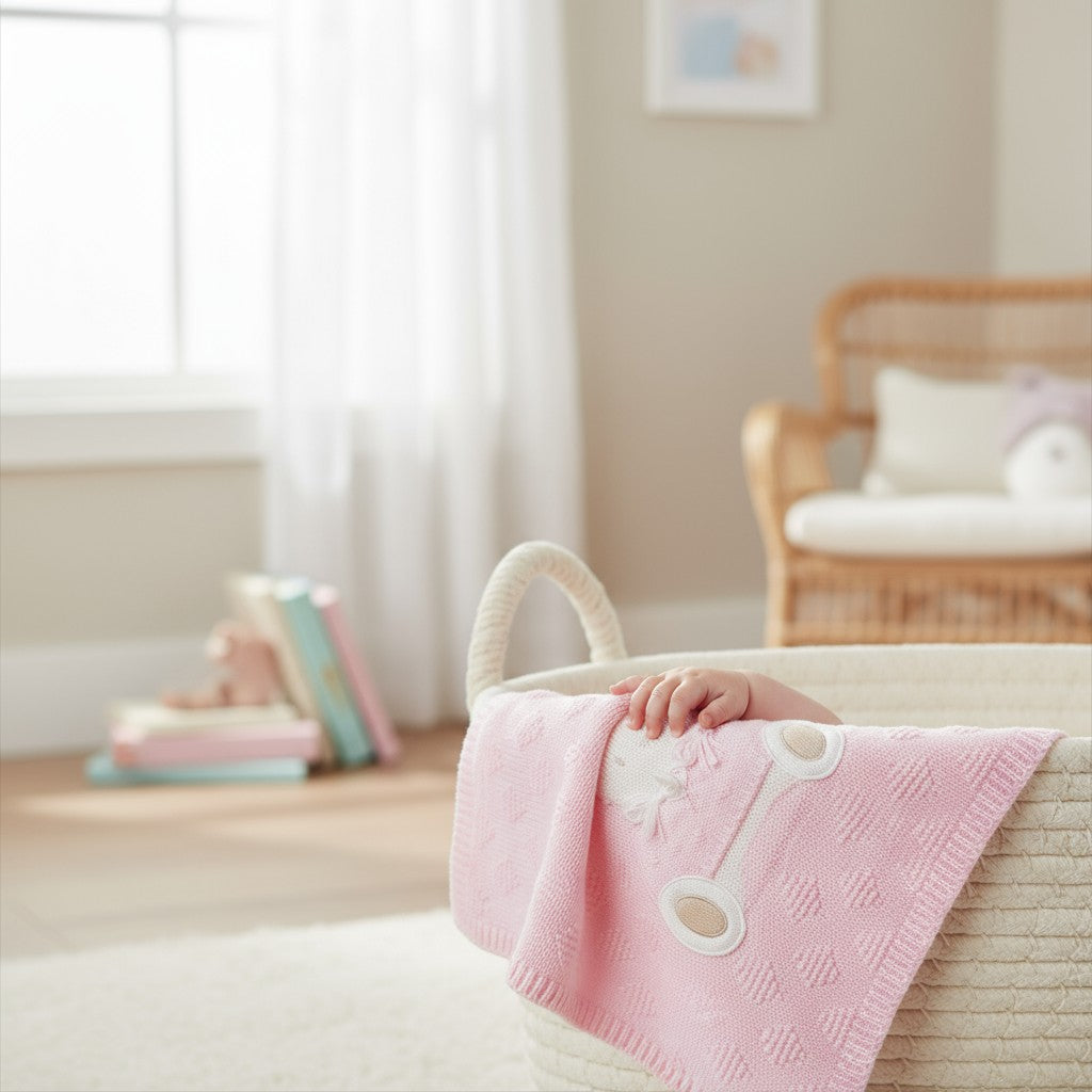 Pink Newborn Blanket, Pure Teddy Wool 7772