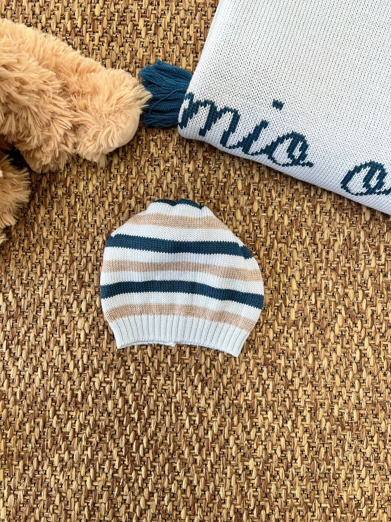 Cuffia in lana cielo Pom Pom Neonato Cielo IG5471PL/C