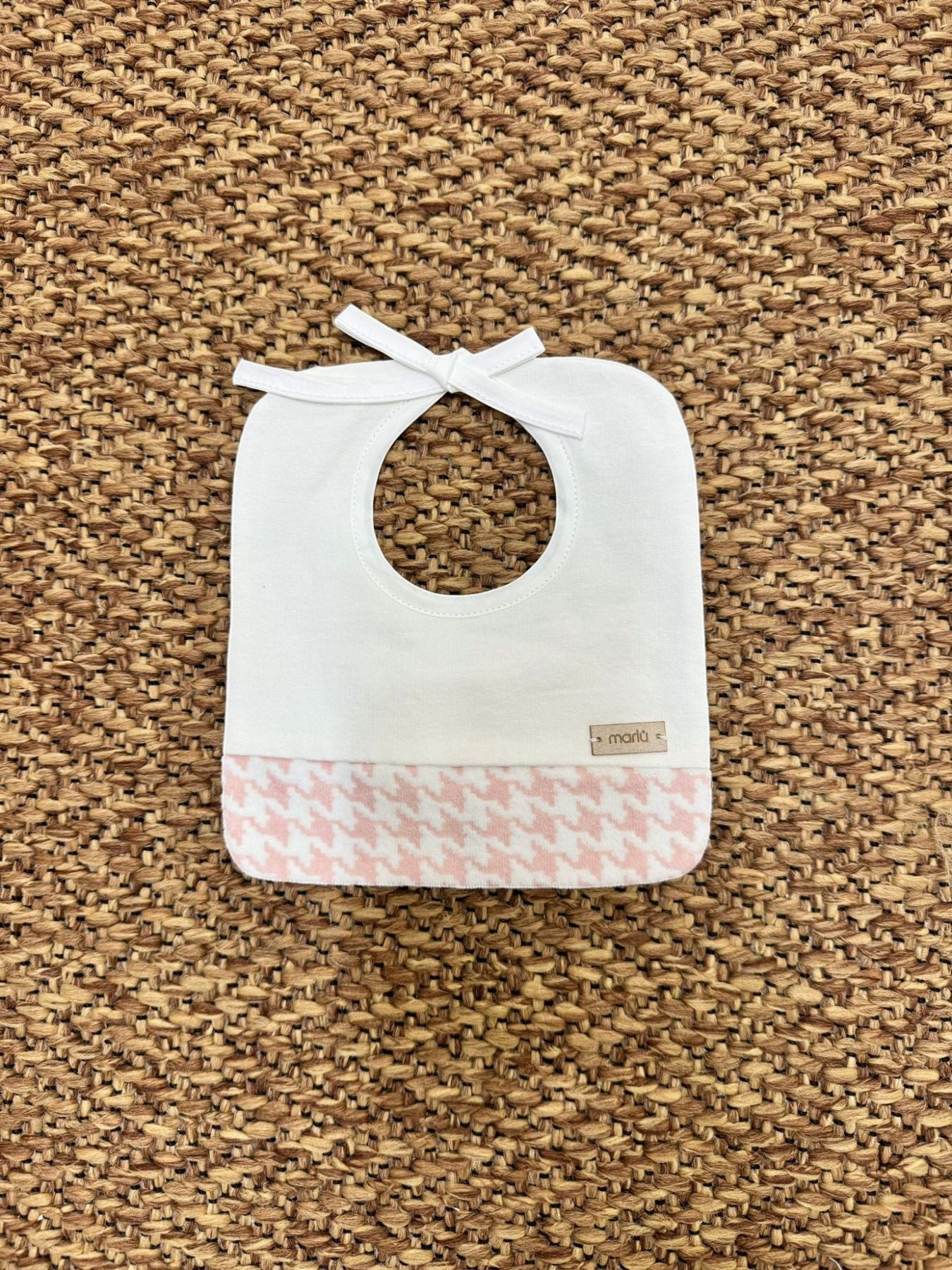 Baby Girl's Pied de Poule Pattern Bib VANILLA