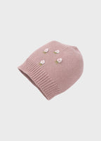 TERESA Pink Embroidered Flower Baby Hat