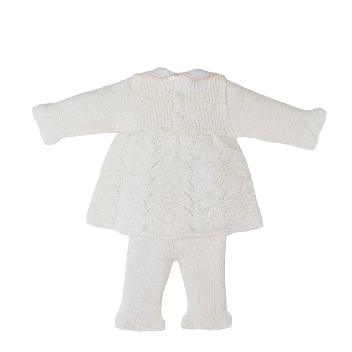 Completo in lana vaniglia con ricami floreali Neonata VANIGLIA IN2519 -  NANU' BABY