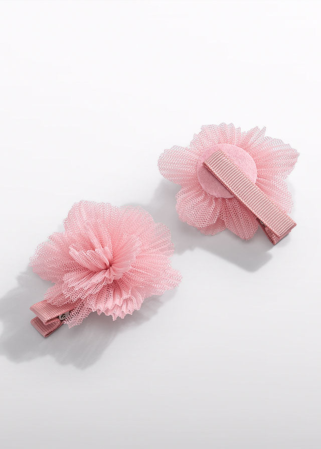 Pink Tulle Flower Hair Clips 5467/64
