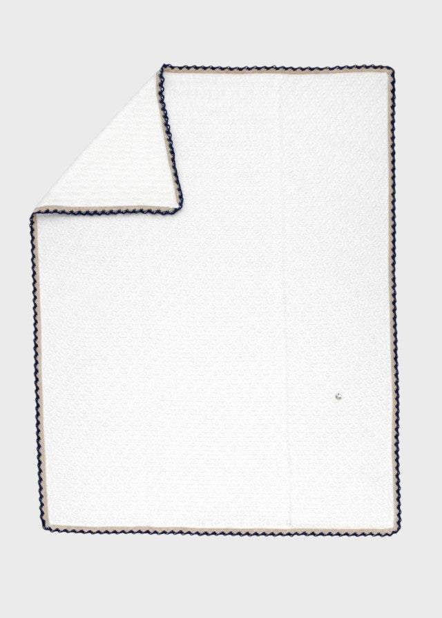 Coperta Cotone Bianco Blu Sabbia EK5880