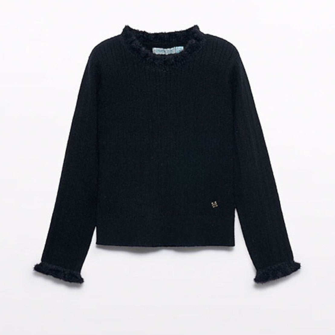 Dolcevita tricot costine comb Bimba Nero 5835/84 -  NANU' BABY