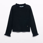 Dolcevita tricot costine comb Bimba Nero 5835/84 -  NANU' BABY