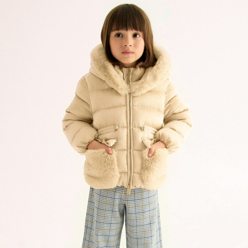 Giubbotto satinato pelo Bimba Beige 5849/14 -  NANU' BABY