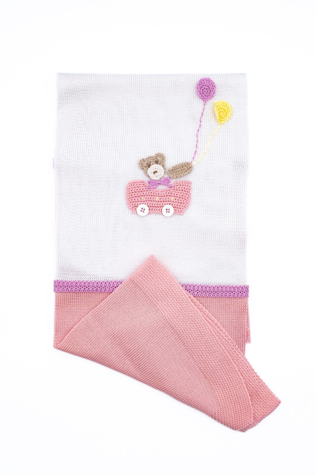 Coperta Orsetto e Palloncini Neonata BIANCO EL3680
