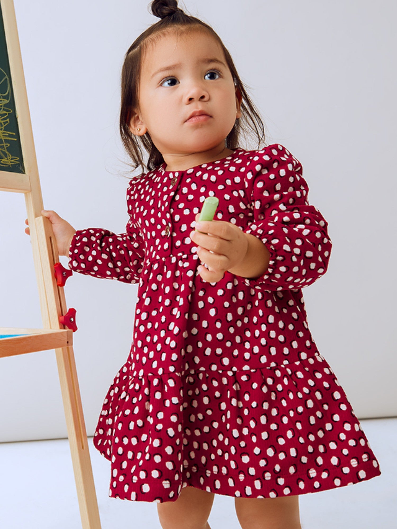 Structured knit dress, girl's, red, 2915/40