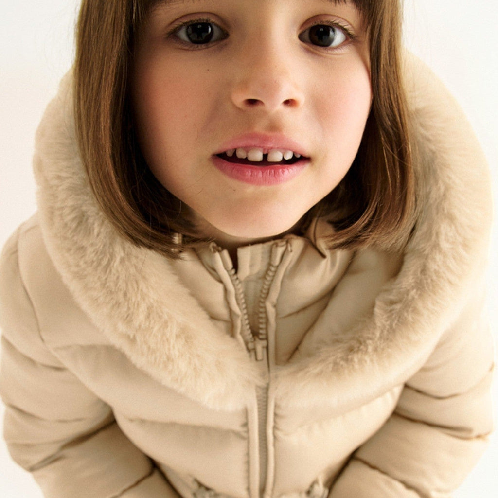 Giubbotto satinato pelo Bimba Beige 5849/14 -  NANU' BABY