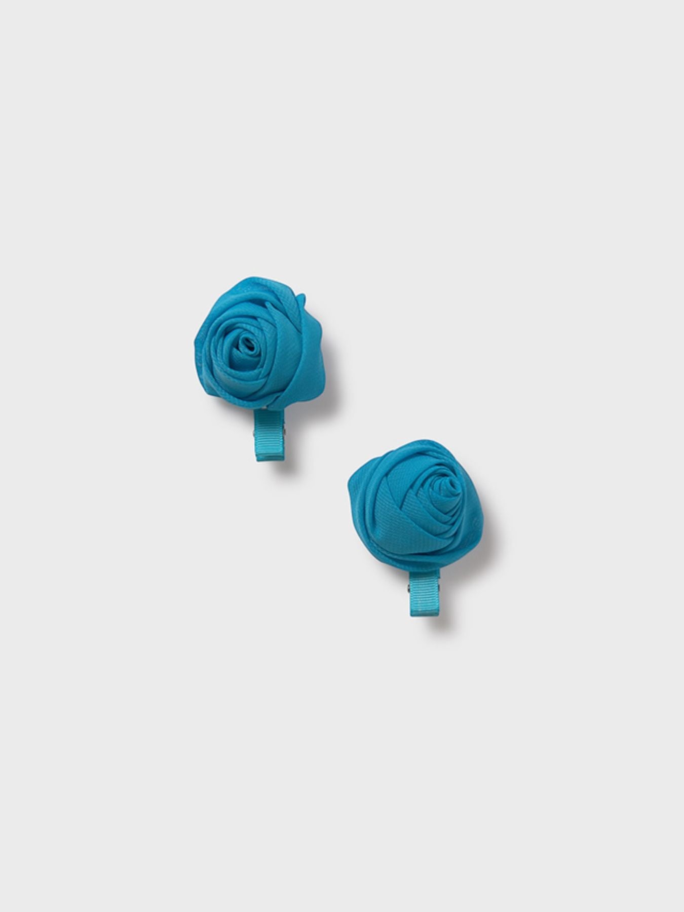 Set 2 fermagli fiori chiffon  TURCHESE 5411/T