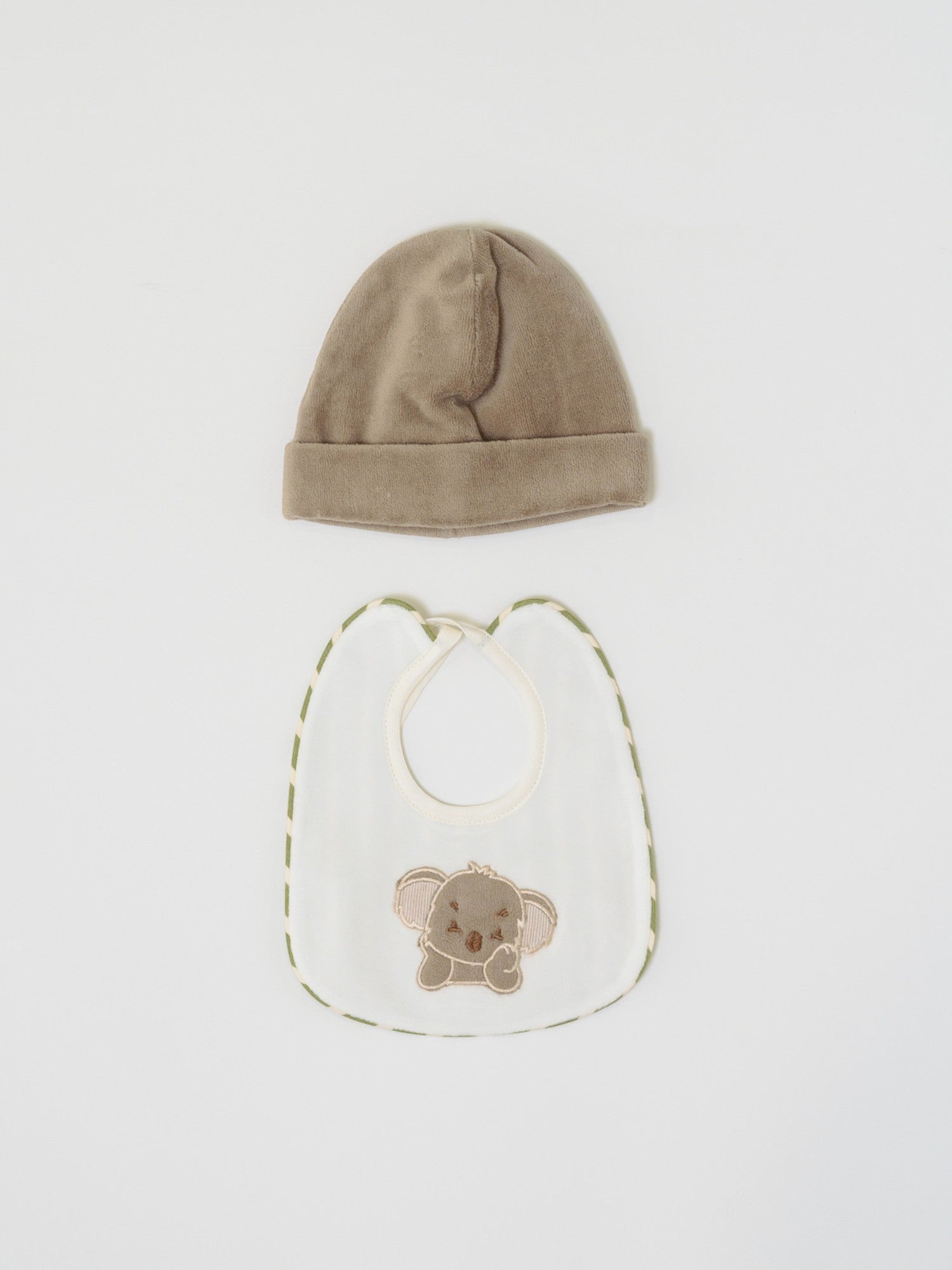 Cuffia e Bavetta Neonato Verde LR1113 -  NANU' BABY