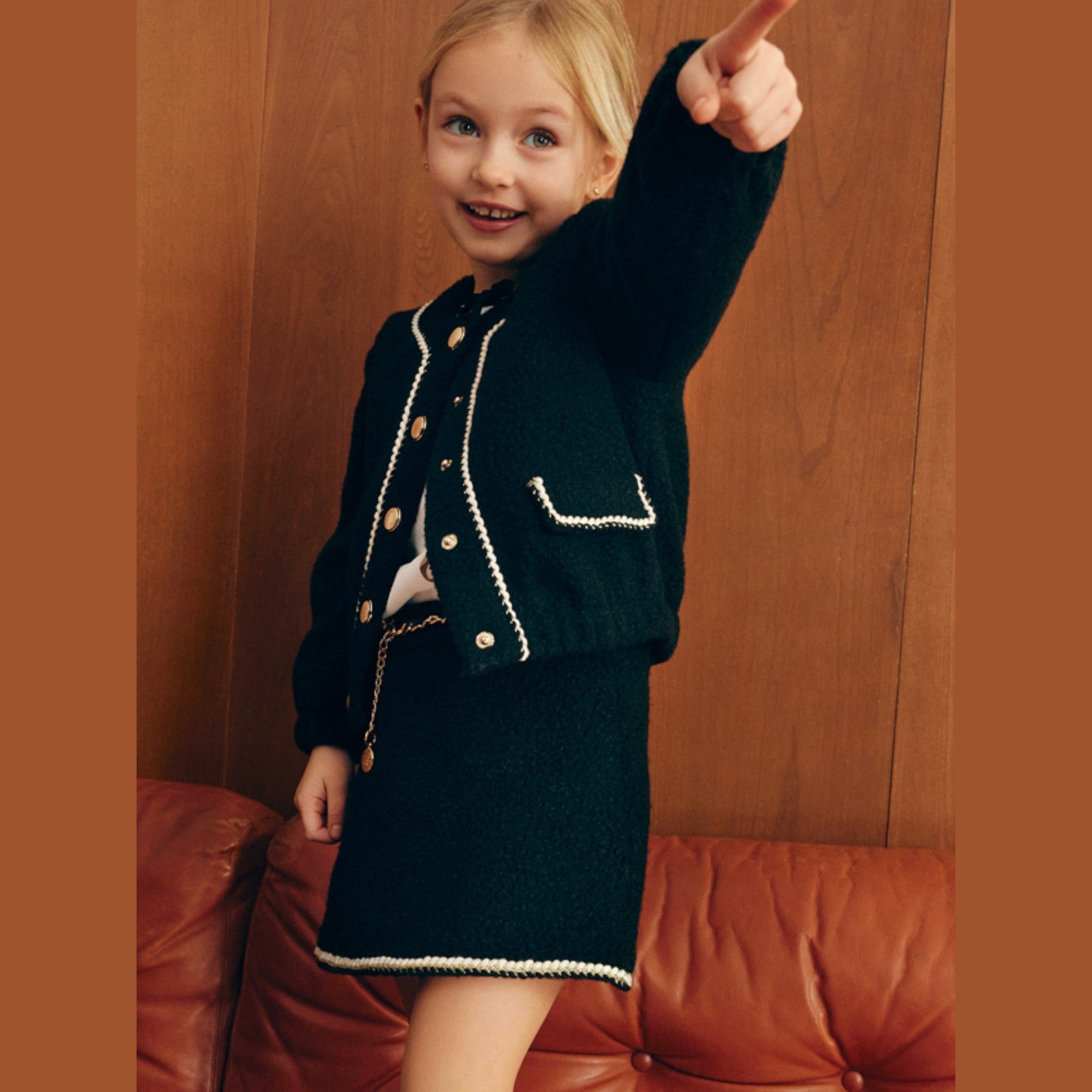 Gonna teddy con cintura Bimba Nero 5517/8 -  NANU' BABY