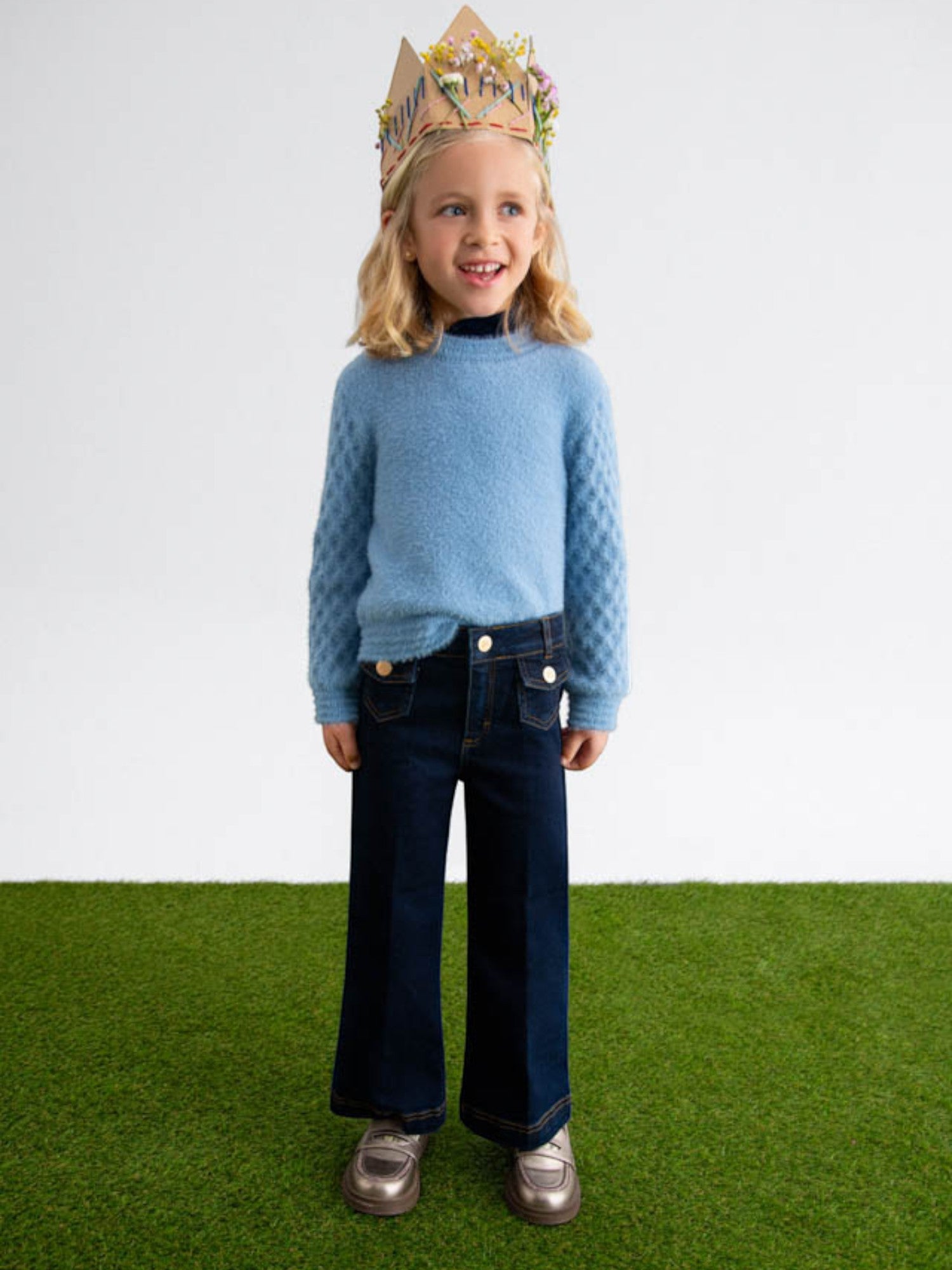 Pantalone denim palazzo Bimba Blu 5722/5 -  NANU' BABY