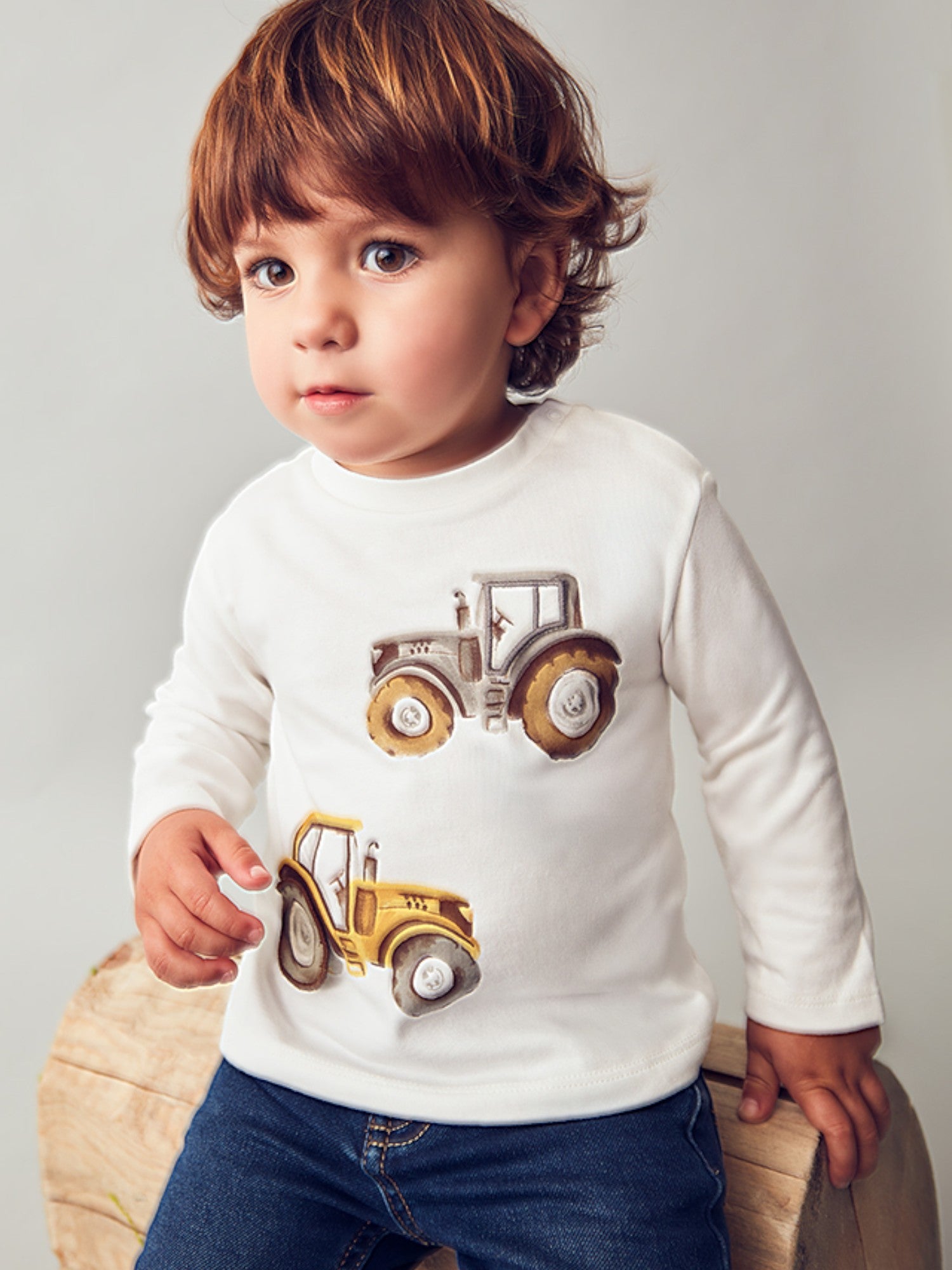 Camicia  m/l "play" trattore Bimbo PANNA 2069/39 -  NANU' BABY