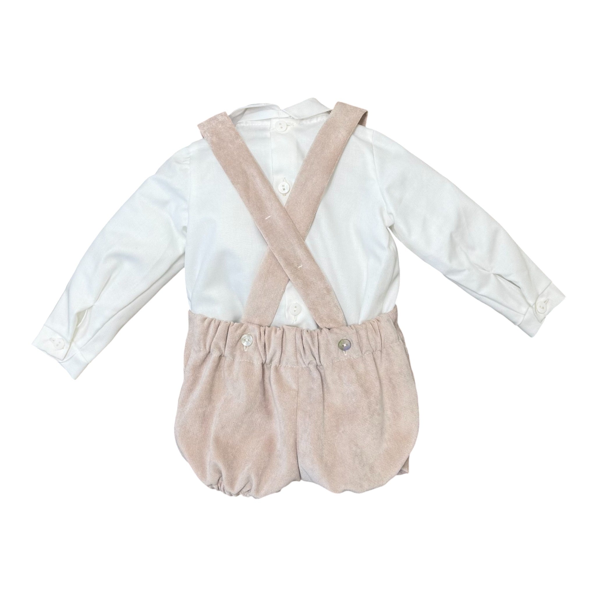 Completo Cerimonia Bimbo Misto Cotone Beige - PONTO POR PONTO 1/6417-B