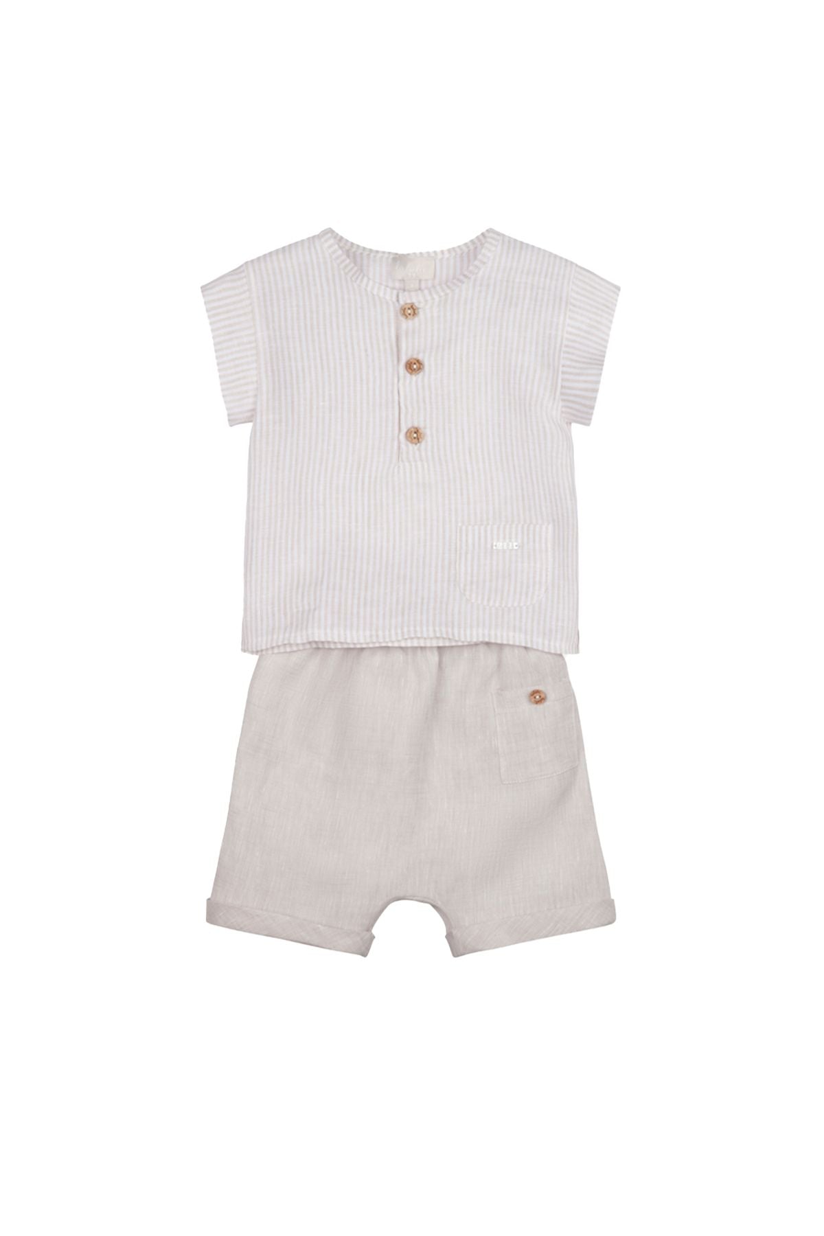 Completo neonato 2 pz. in cotone e lino Bimbo CORDA 3l-CCTL3L