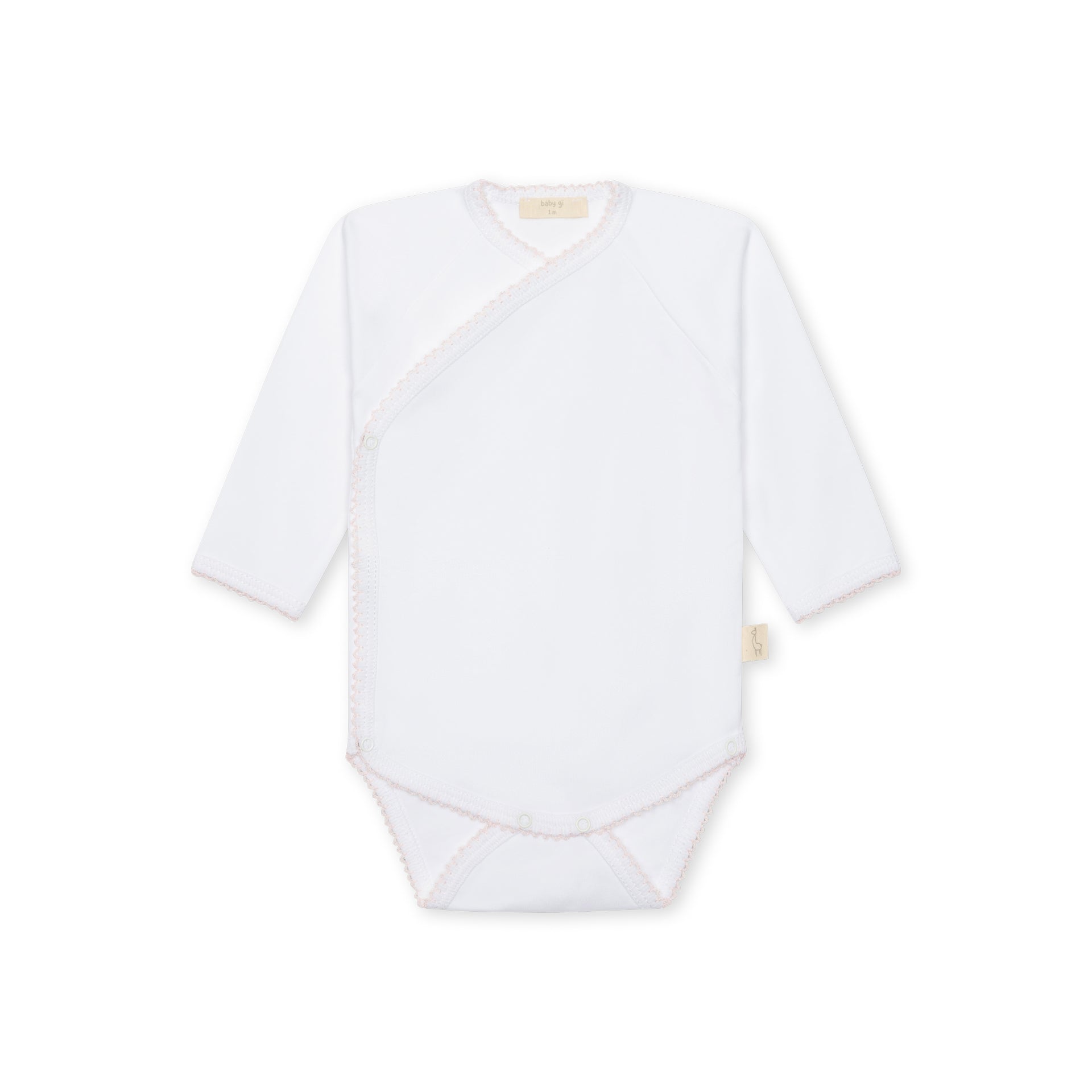 Body Kimono Bianco Profilo Rosa BG56BR