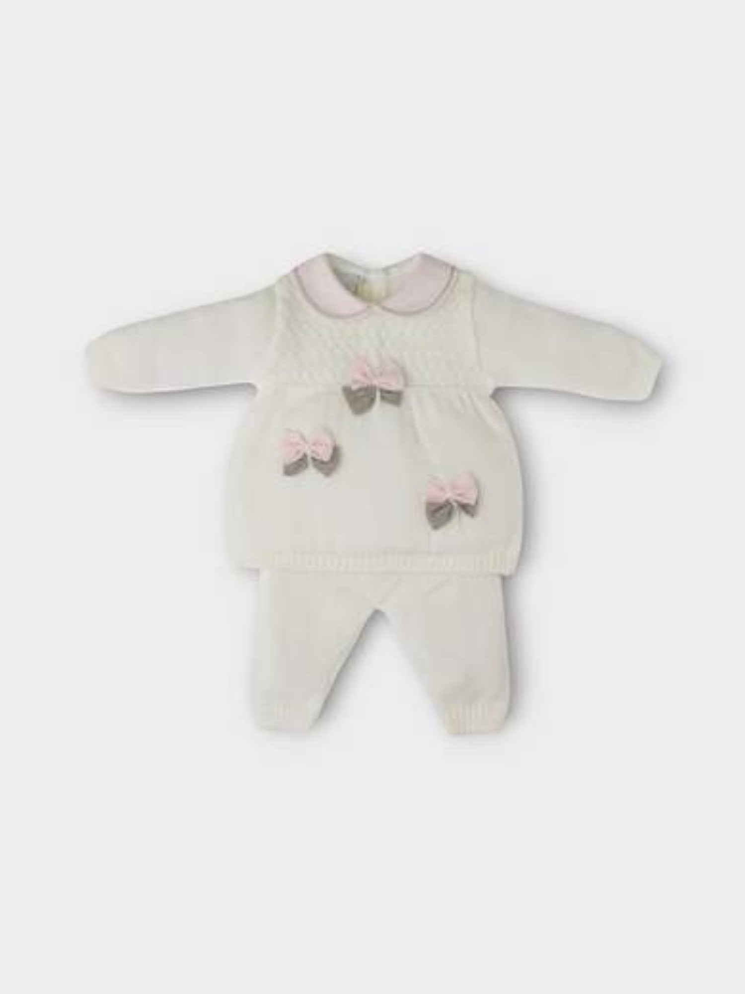 Completo 2 pezzi  vestinetta lunga Neonata VANIGLIA IN4319 -  NANU' BABY