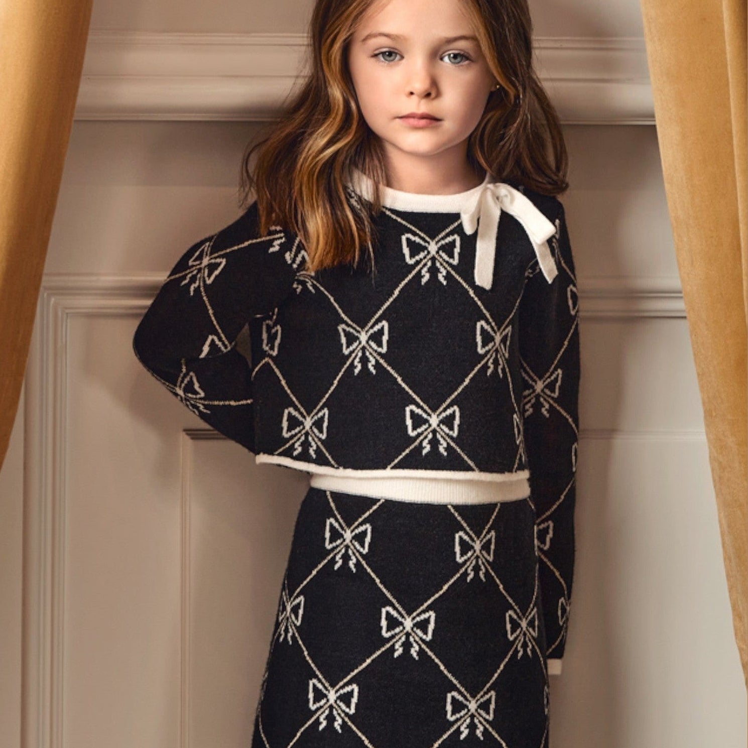 Compl. gonna tricot jacquard Bimba Nero 5538/8 -  NANU' BABY