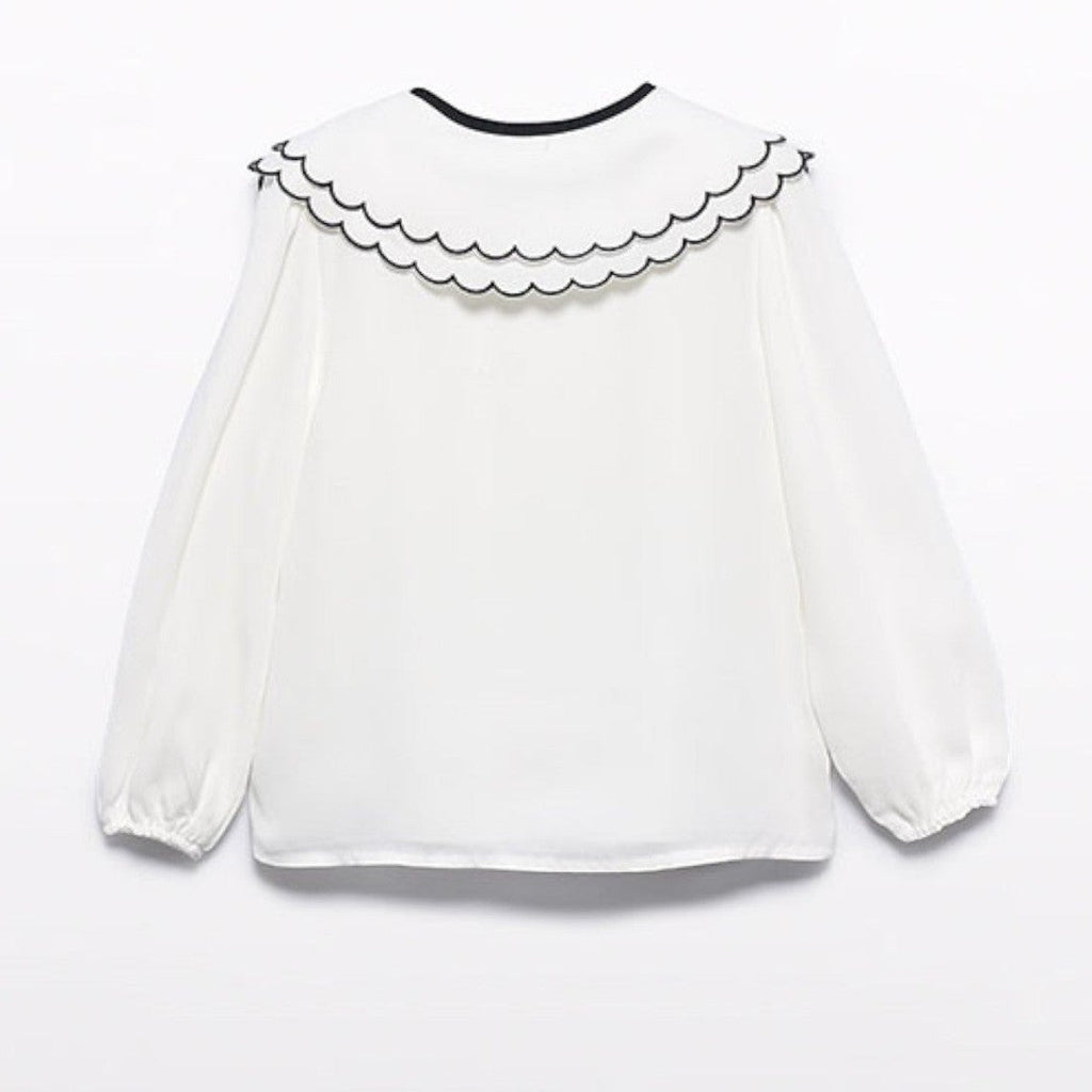 BLusa chiffon collo ricamo Bimba PANNA 5612/3 -  NANU' BABY