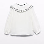 BLusa chiffon collo ricamo Bimba PANNA 5612/3 -  NANU' BABY