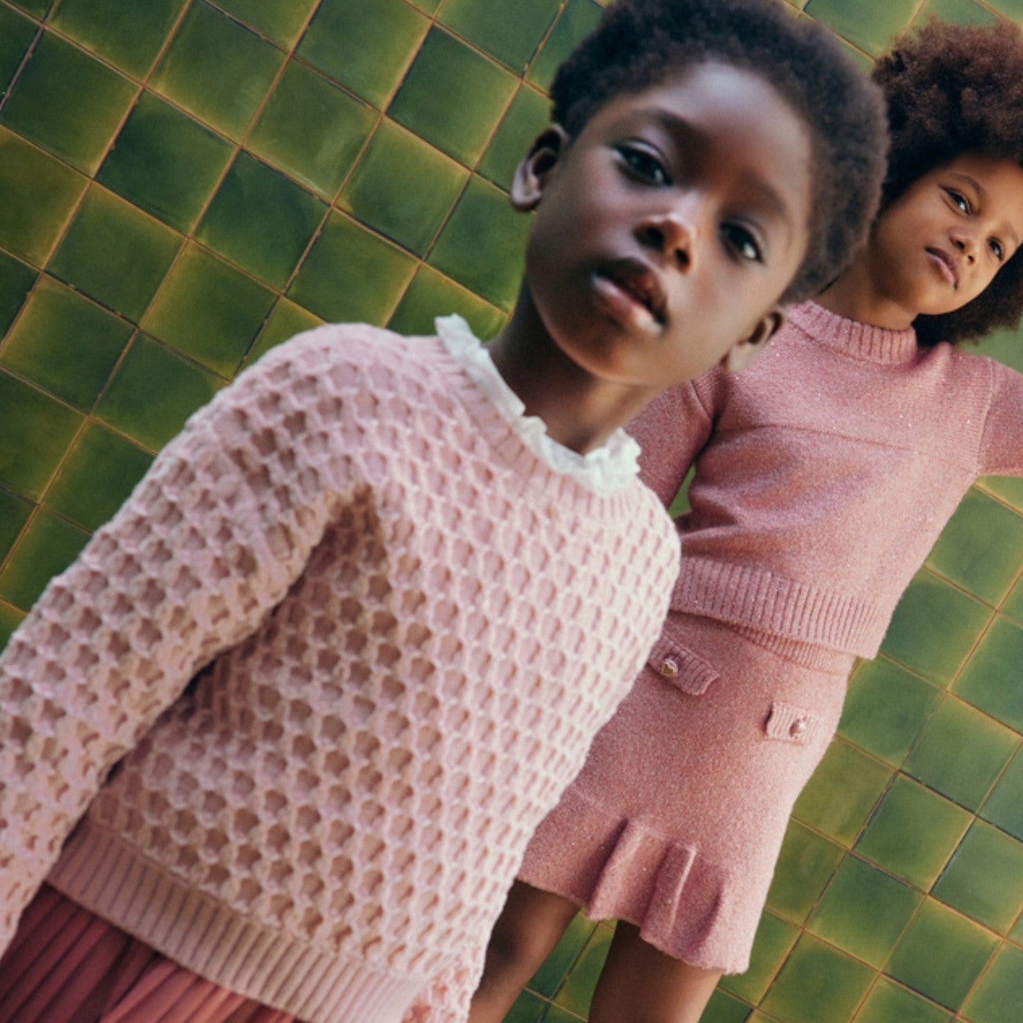 Maglione jacquard ciniglia Bimba Rosa 5828/8 -  NANU' BABY