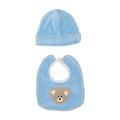 Set Cuffia Bavetta Neonato Ciniglia Cielo SARTORIA DEI PICCOLI (cod. LR1114)