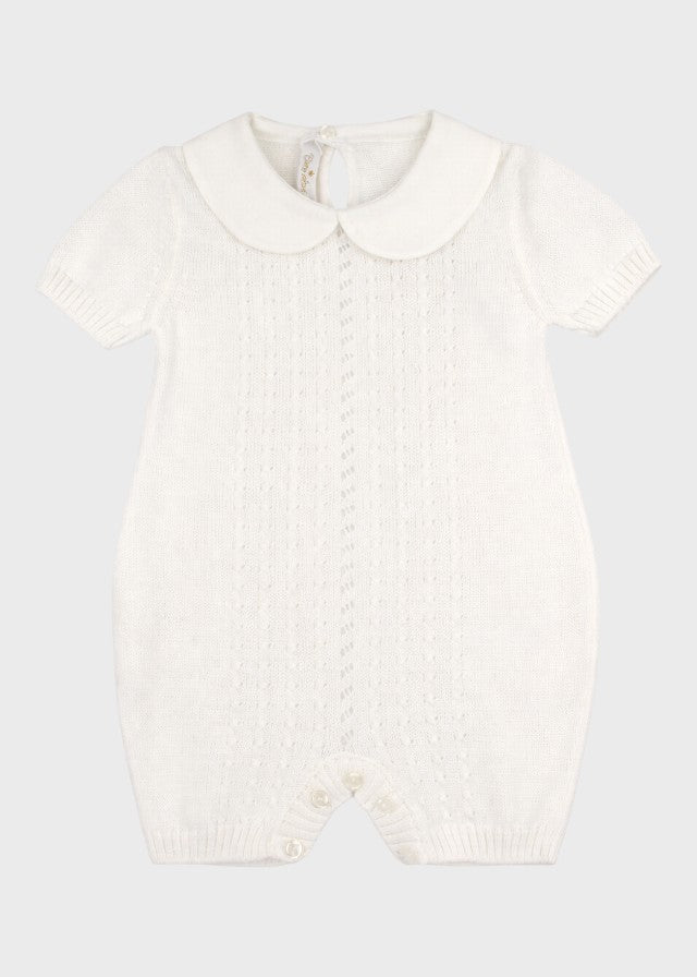 Weißer geflochtener Baumwoll-Strampler 351