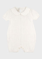 Weißer geflochtener Baumwoll-Strampler 351