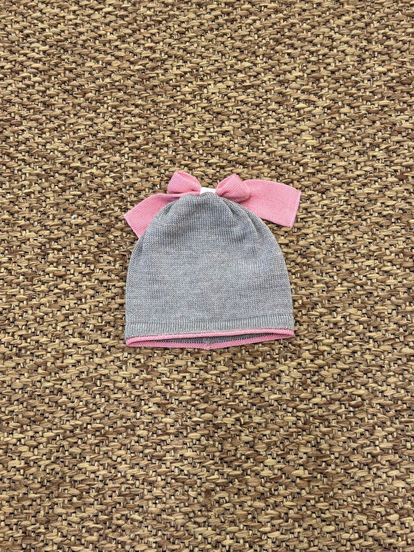 Cuffia Fiocco rosa Neonata TORTORA POIS 644 -  NANU' BABY