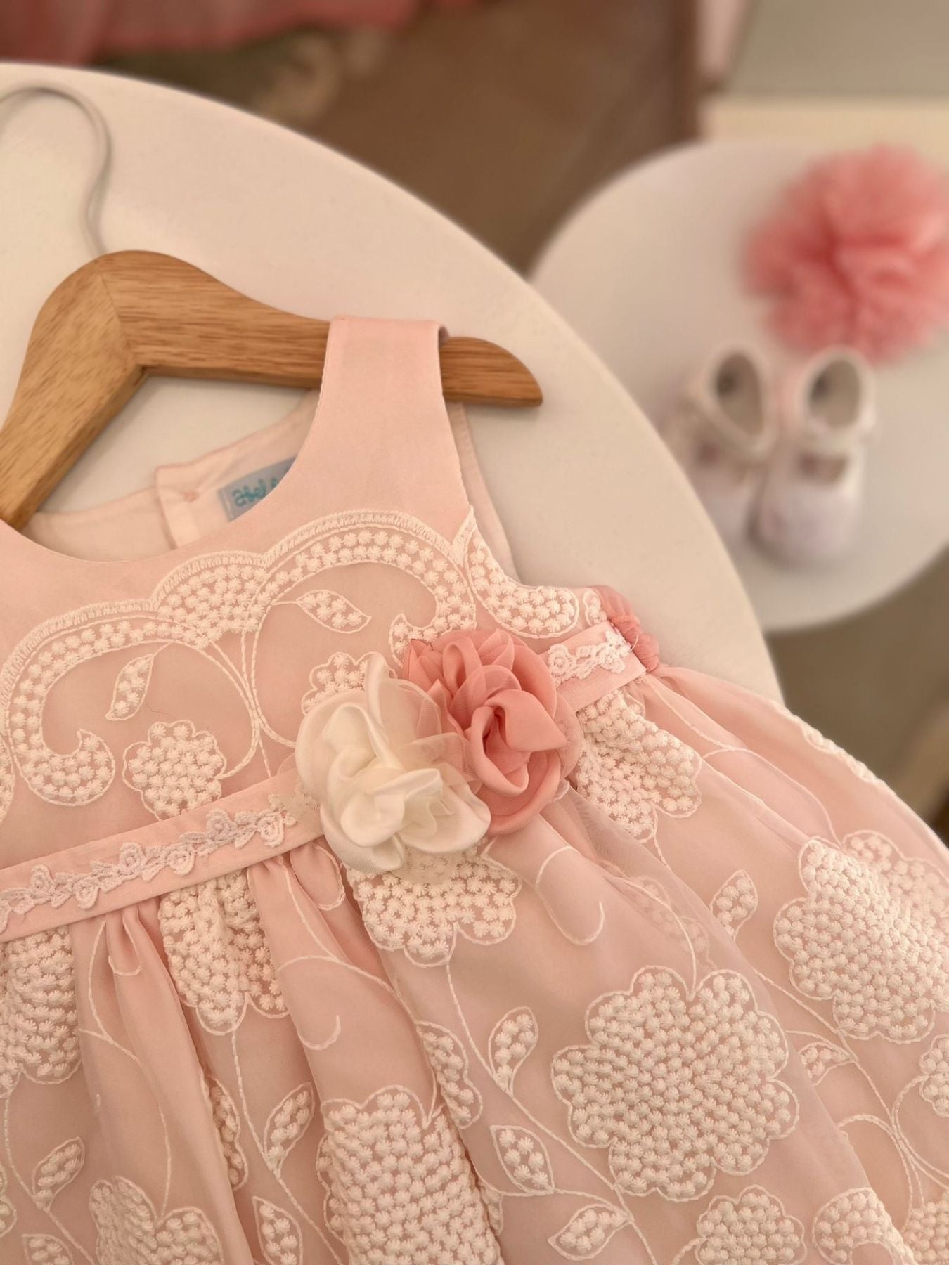 Abito organza bordato Bimba ROSA 5010
