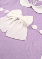 Baumwoll-Strampler mit lila Schleife 355/L