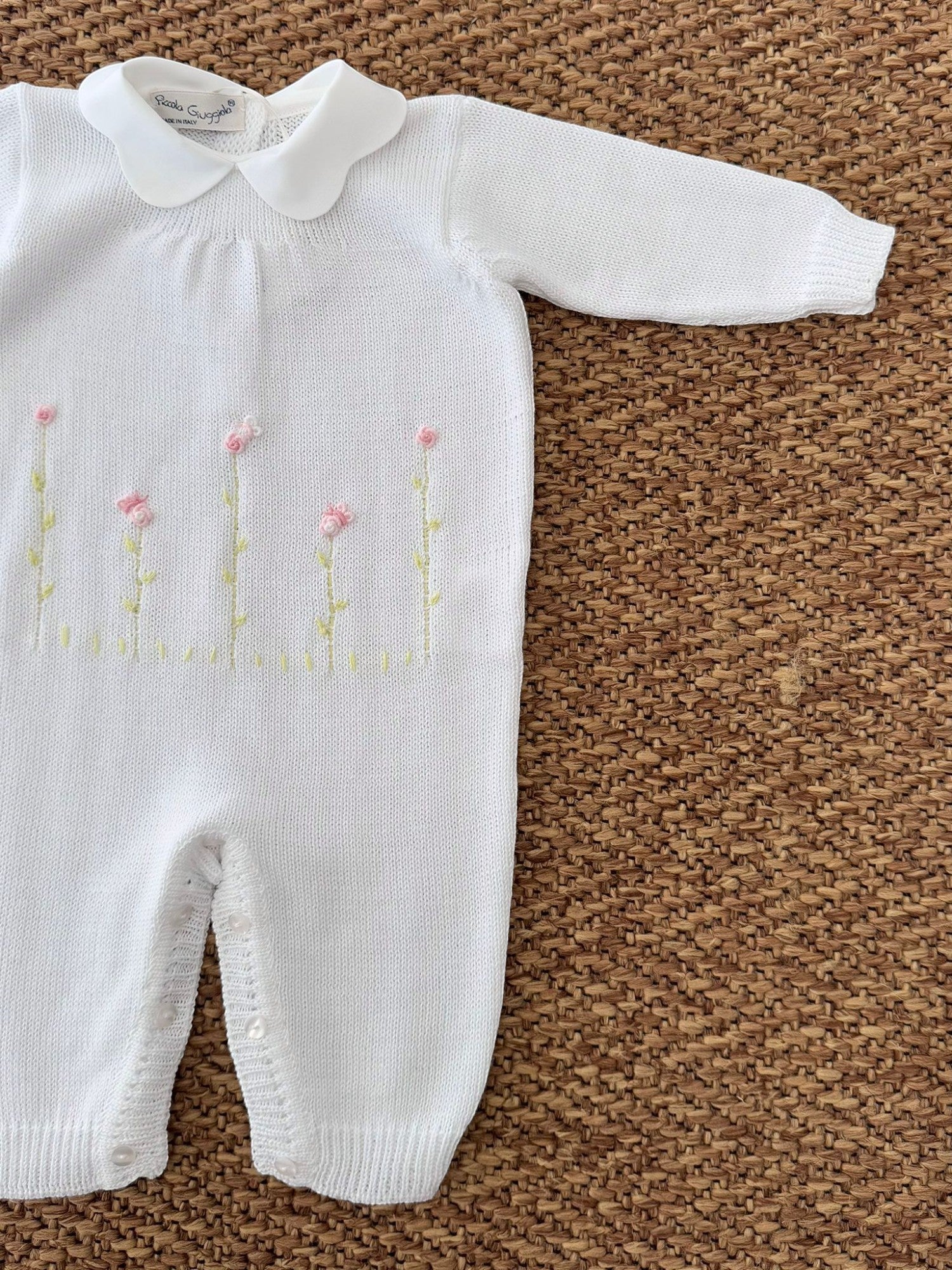 Completo Tutina e Babbucce in maglia Neonata BIANCO PICCI/TU